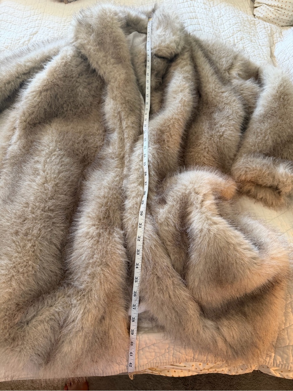 SHEIN faux fur beige and gray coat